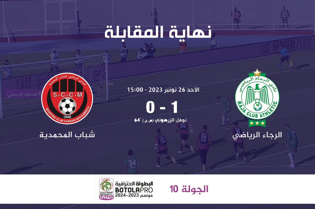 الرجاء الرياضي يفوز على ضيفه شباب المحمدية (1-0)