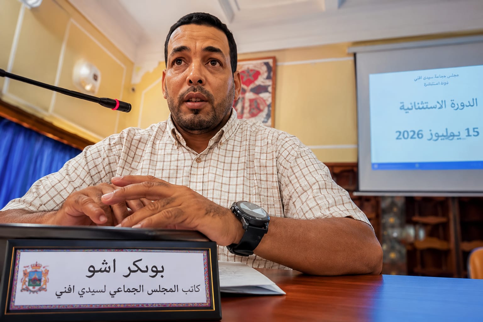 بوبكر أشو يثير ملف النقل الحضري وشبكات الاتصال داخل مجلس جماعة سيدي إفني