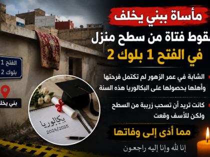 مأساة ببني يخلف.. وفاة شابة حديثة العهد بالبكالوريا إثر سقوطها من سطح منزل بالفتح 1 بلوك 2