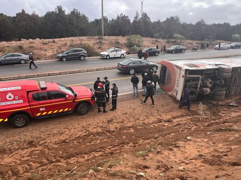 مصرع أربعة أشخاص وإصابة آخرين في انقلاب حافلة لنقل المسافرين بإقليم زاكورة